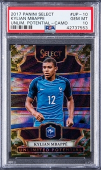 2017-18 Panini Select Unlimited Potential - Camo #UP-10 Kylian Mbappe Rookie Card (#06/20) - PSA GEM MT 10